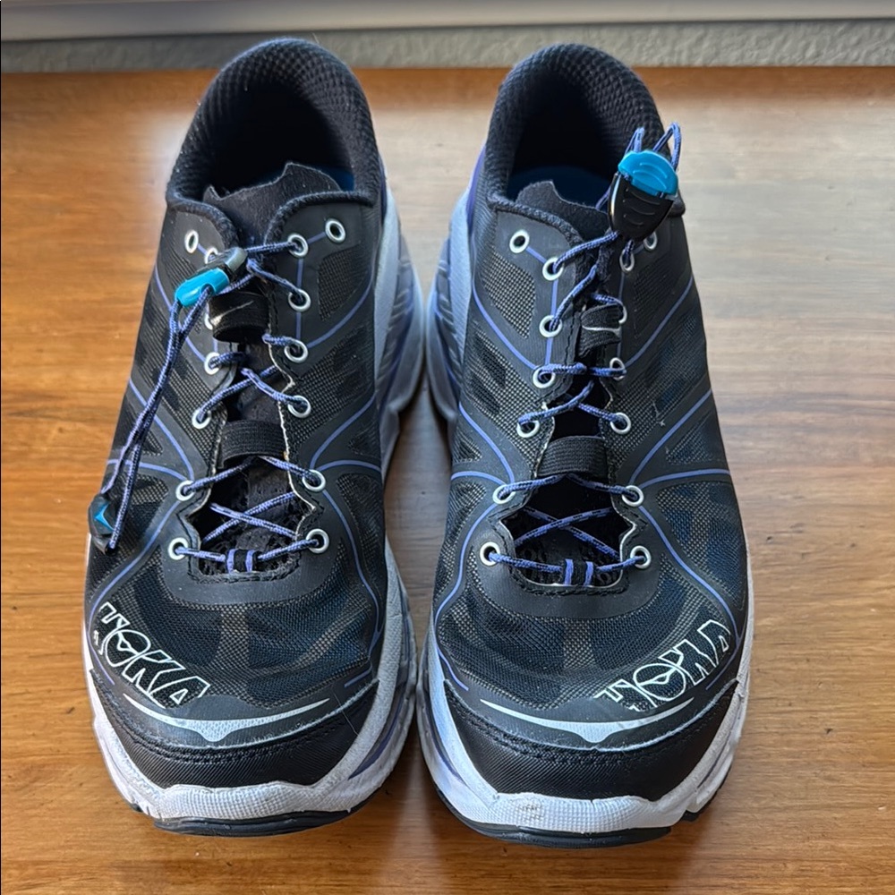 Hoka Black and Blue Athletic Shoes - Picture 2 of 4